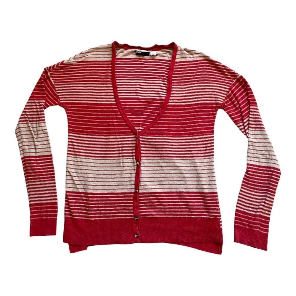 BDG Urban Outfitters Red Tan Striped Knit Cardigan Sweater | Medium